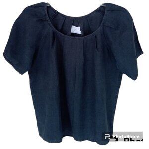 30 degree Linen charcoal color boho blouse sz S